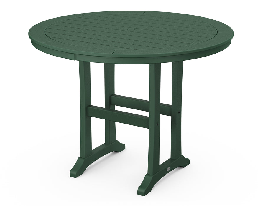 POLYWOOD Nautical Trestle 48" Round Counter Table in Green