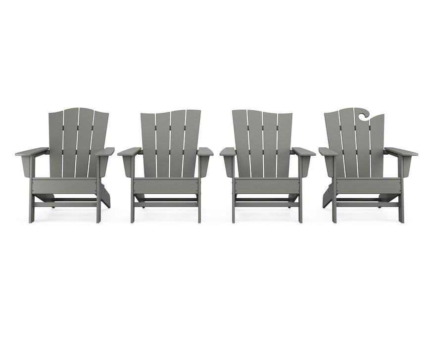 POLYWOOD Wave Collection 4-Piece Adirondack Chair Set in Slate Grey