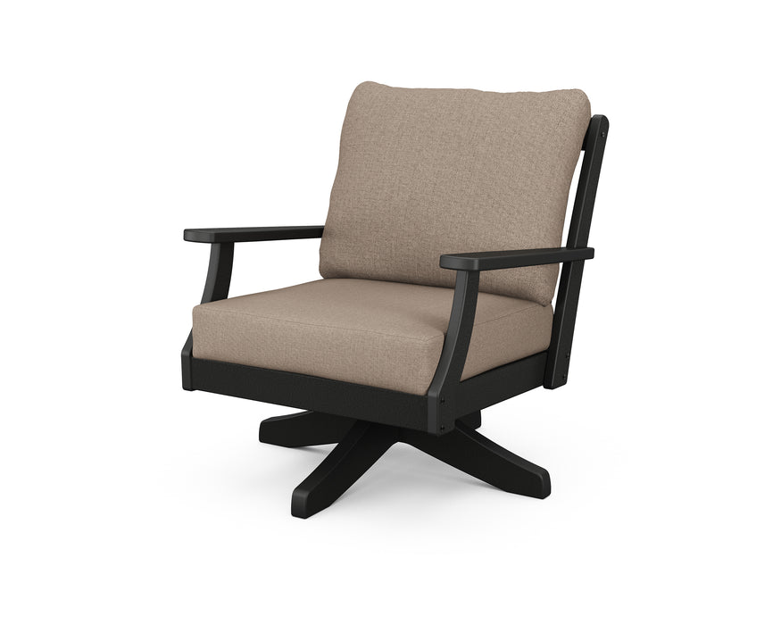 POLYWOOD Braxton Deep Seating Swivel Chair in Black / Sancy Shale