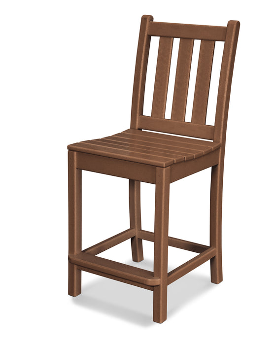 POLYWOOD Traditional Garden Counter Side Chair in Teak