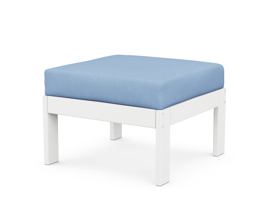 POLYWOOD Vineyard Modular Ottoman in White / Air Blue