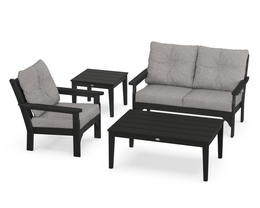 POLYWOOD Vineyard 4-Piece Deep Seating Set in Black / Grey Mist