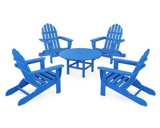 POLYWOOD Classic Folding Adirondack 5-Piece Conversation Group in Pacific Blue image