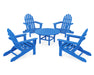 POLYWOOD Classic Folding Adirondack 5-Piece Conversation Group in Pacific Blue image