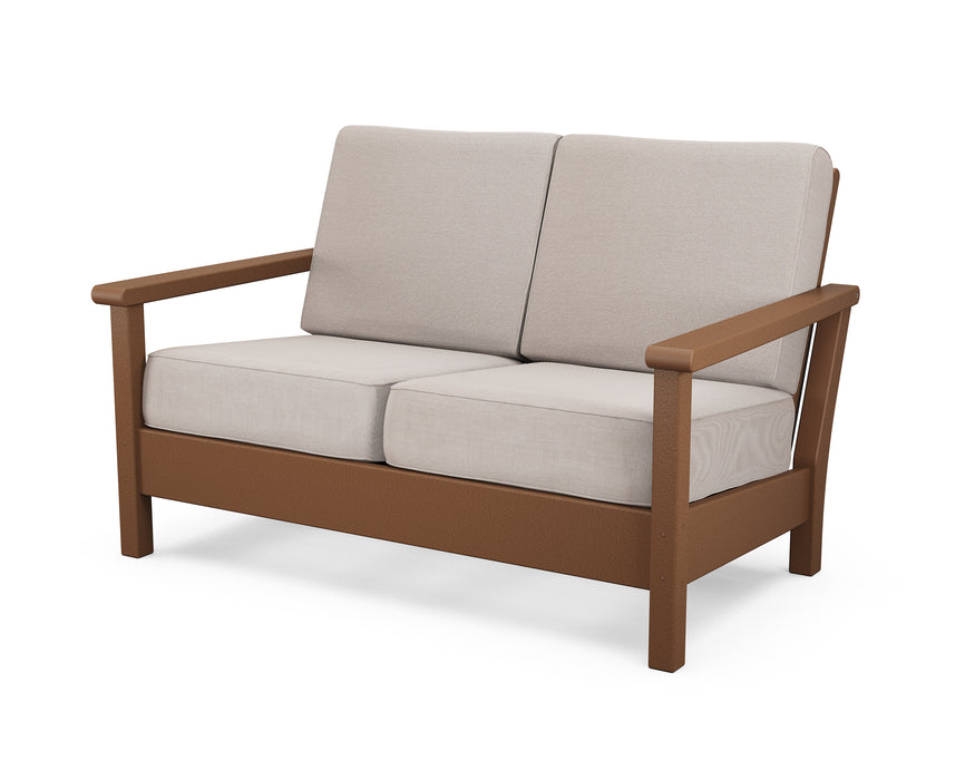 POLYWOOD Harbour Deep Seating Loveseat in Teak / Dune Burlap image
