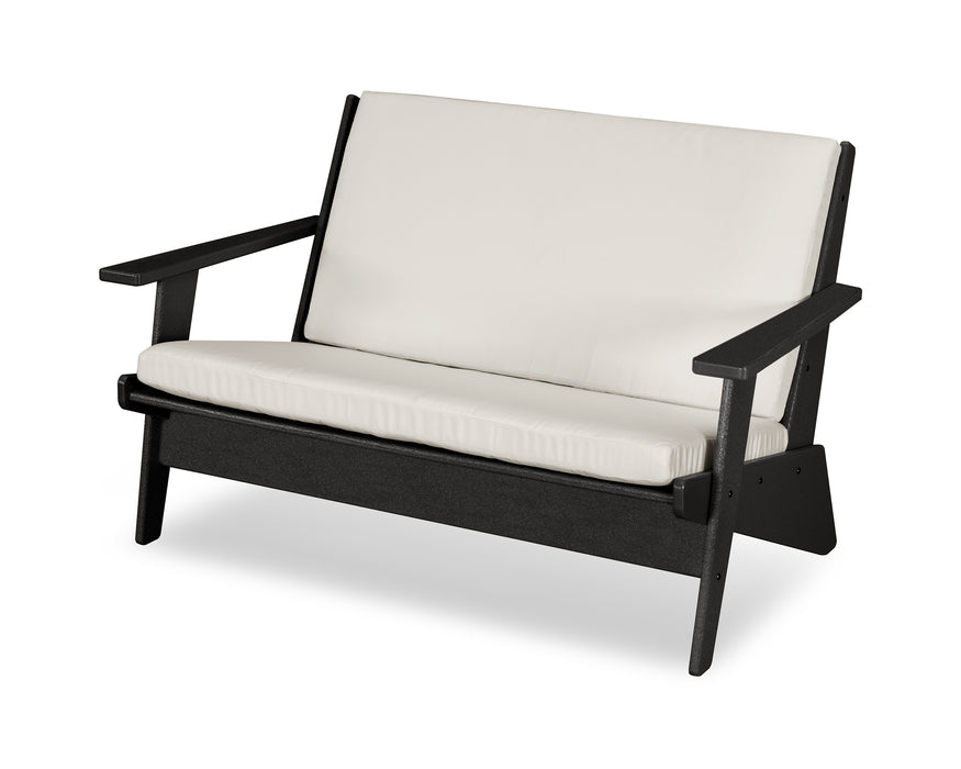 POLYWOOD Riviera Modern Lounge Loveseat in Black / Bird's Eye image
