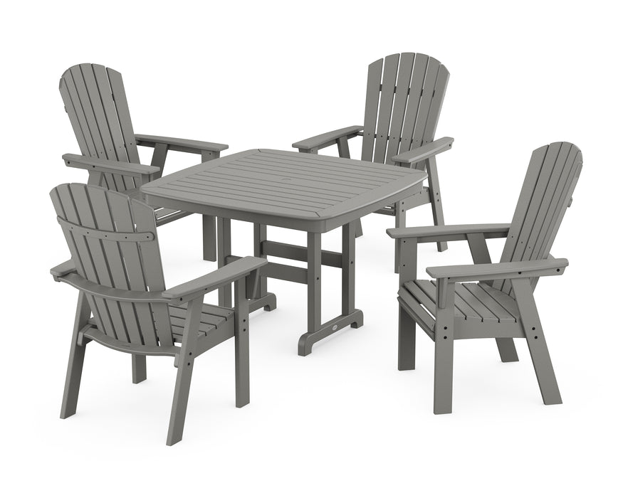 POLYWOOD Nautical Curveback Adirondack 5-Piece Dining Set in Slate Grey