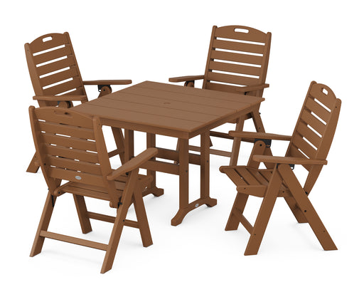 POLYWOOD Nautical Highback Chair 5-Piece Farmhouse Dining Set in Teak image