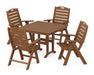 POLYWOOD Nautical Highback Chair 5-Piece Farmhouse Dining Set in Teak image