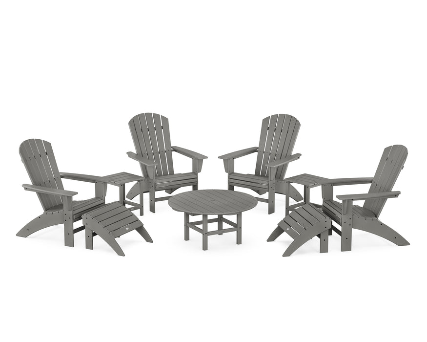 POLYWOOD Nautical Curveback Adirondack Chair 9-Piece Conversation Set in Slate Grey image