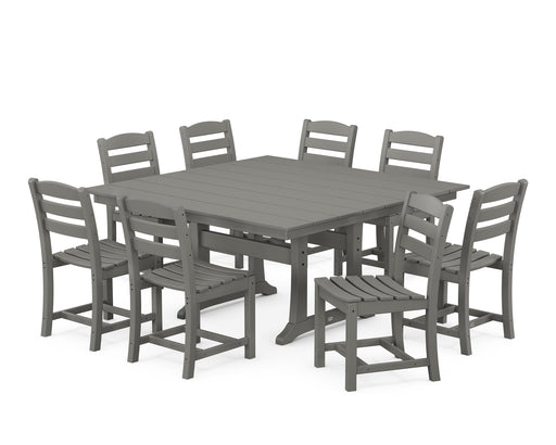 POLYWOOD La Casa Cafe 9-Piece Farmhouse Trestle Dining Set in Slate Grey image