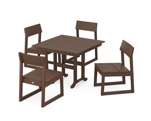 POLYWOOD EDGE Side Chair 5-Piece Farmhouse Dining Set in Mahogany image