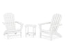 POLYWOOD Nautical 3-Piece Adirondack Set with South Beach 18" Side Table in White image
