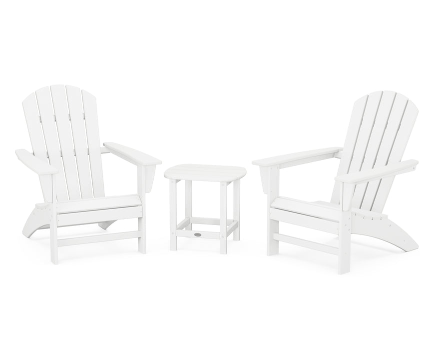 POLYWOOD Nautical 3-Piece Adirondack Set with South Beach 18" Side Table in White