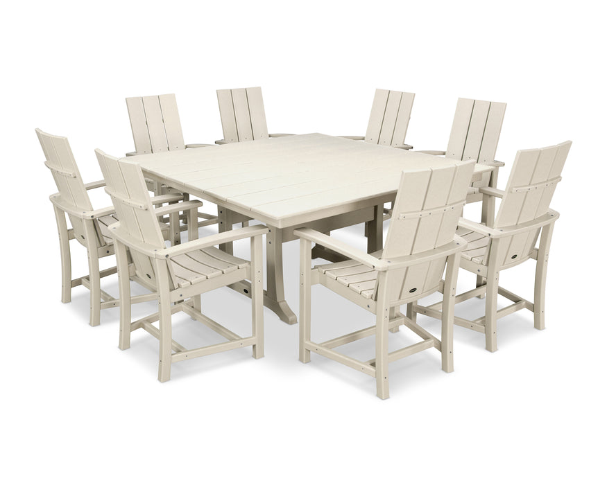 POLYWOOD Modern Adirondack 9-Piece Farmhouse Trestle Dining Set in Sand