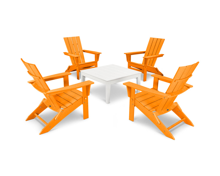 POLYWOOD Quattro 5-Piece Conversation Set in Tangerine / White image