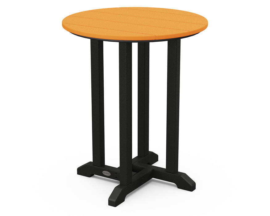 POLYWOOD Contempo 24" Round Dining Table in Black / Tangerine