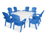 POLYWOOD Nautical Adirondack 9-Piece Trestle Dining Set in Pacific Blue / White image