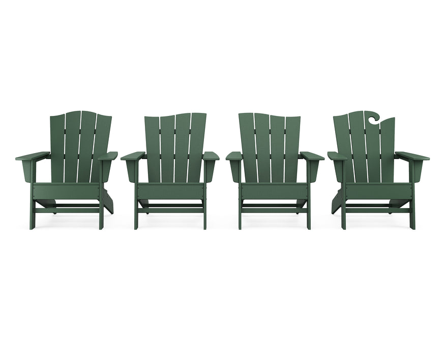 POLYWOOD Wave Collection 4-Piece Adirondack Chair Set in Green