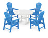 POLYWOOD South Beach 5-Piece Round Farmhouse Dining Set in Pacific Blue / White image