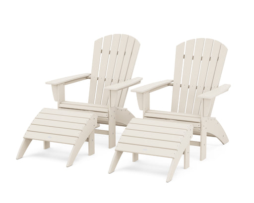 POLYWOOD Nautical Curveback Adirondack Chair 4-Piece Set with Ottomans in Sand image