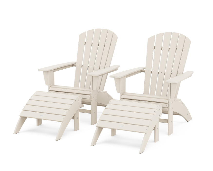 POLYWOOD Nautical Curveback Adirondack Chair 4-Piece Set with Ottomans in Sand image