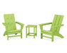 POLYWOOD Modern 3-Piece Adirondack Set with Long Island 18" Side Table in Lime image