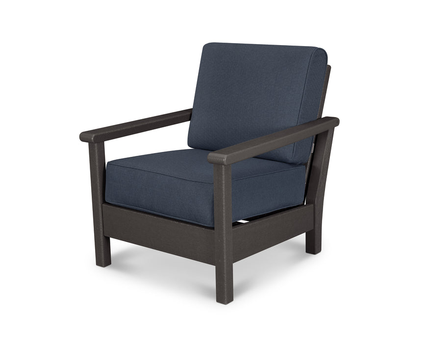 POLYWOOD Harbour Deep Seating Chair in Vintage Coffee / Sancy Denim