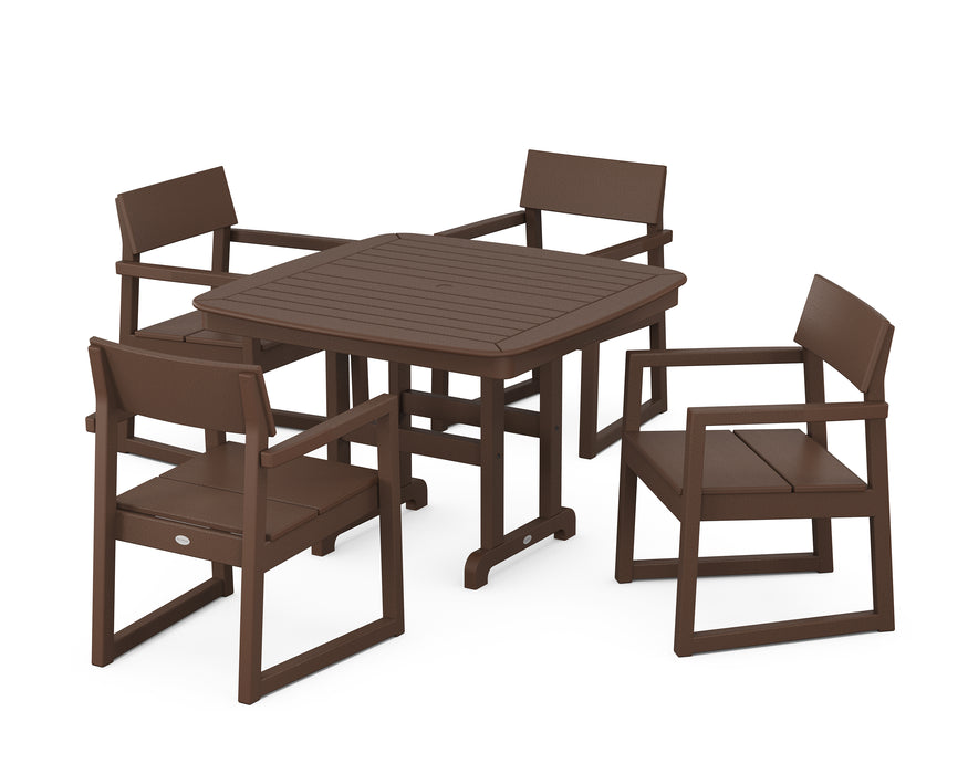 POLYWOOD EDGE 5-Piece Dining Set with Trestle Legs in Mahogany