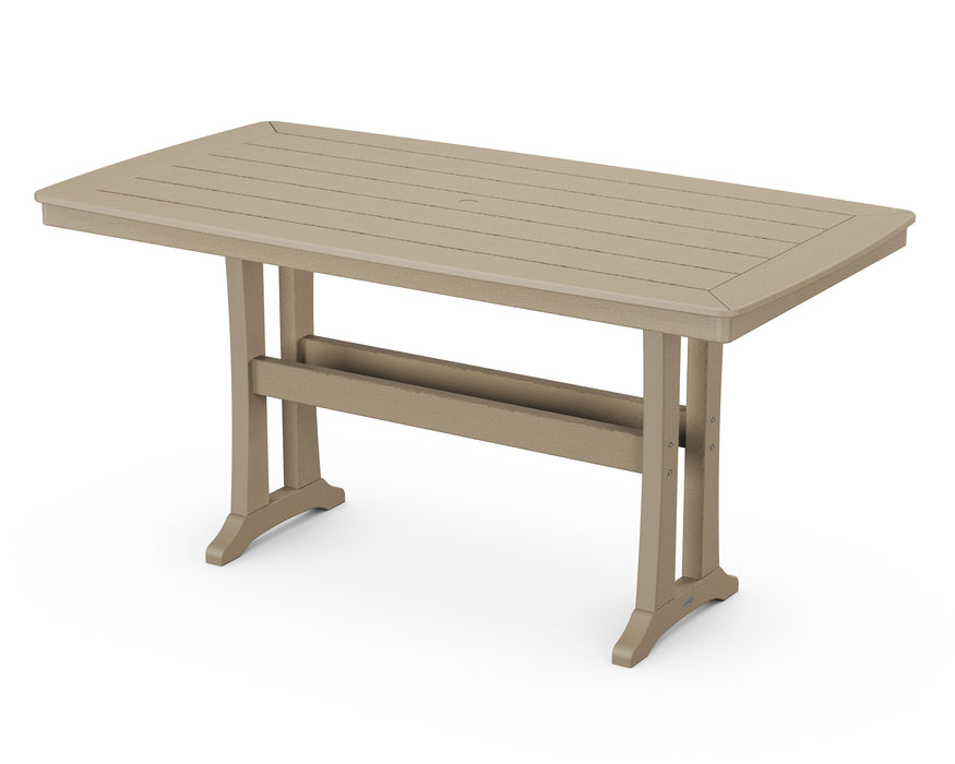 POLYWOOD Nautical Trestle 38" x 73" Counter Table in Vintage Sahara