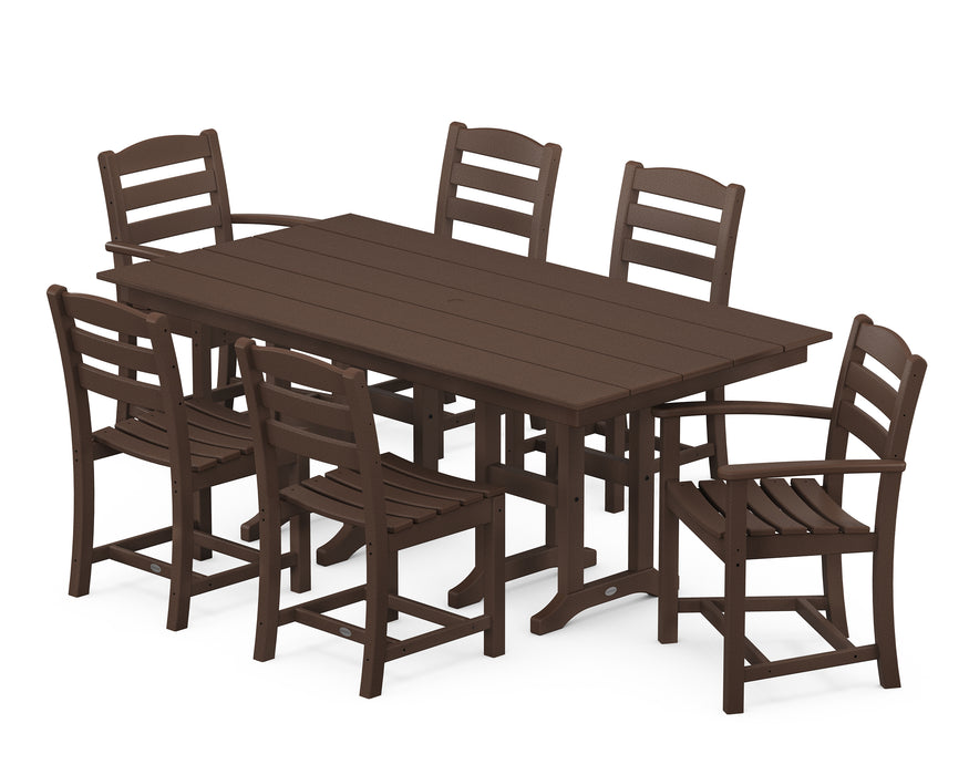 POLYWOOD La Casa Cafe 7-Piece Farmhouse Dining Set in Mahogany