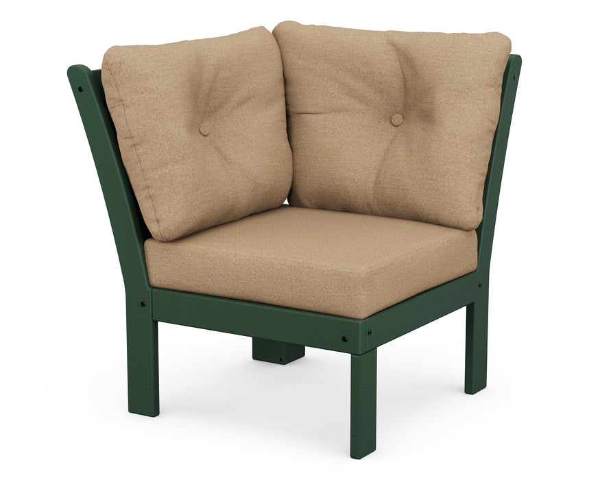 POLYWOOD Vineyard Modular Corner Chair in Green / Sesame