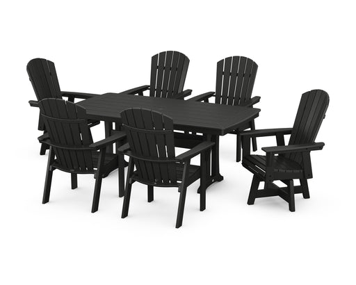 POLYWOOD Nautical 7-Piece Trestle Swivel Dining Set in Black image