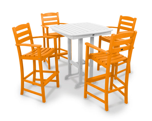 POLYWOOD La Casa Cafe 5-Piece Bar Set in Tangerine / White image