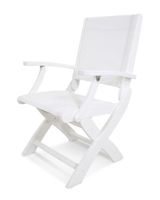 POLYWOOD Coastal Folding Chair in White / White Sling image