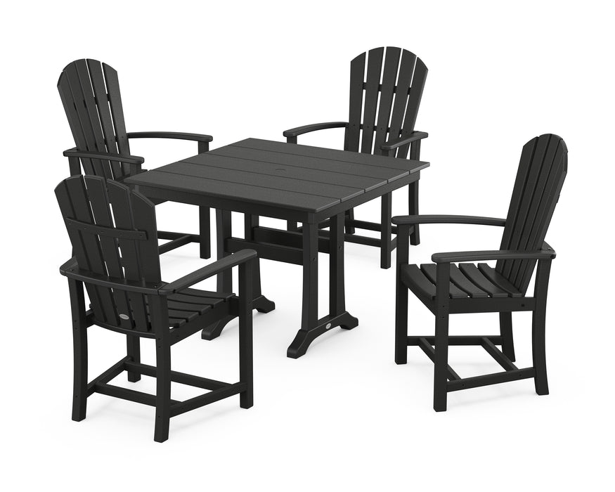 POLYWOOD Palm Coast 5-Piece Farmhouse Dining Set With Trestle Legs in Black