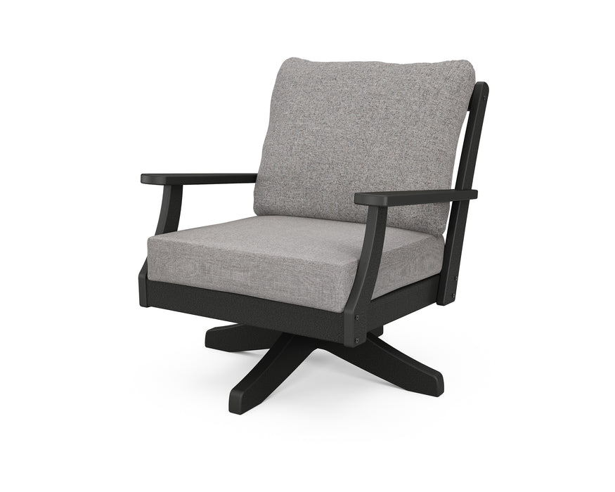 POLYWOOD Braxton Deep Seating Swivel Chair in Black / Grey Mist