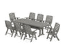 POLYWOOD Nautical Highback 9-Piece Dining Set with Trestle Legs in Slate Grey image