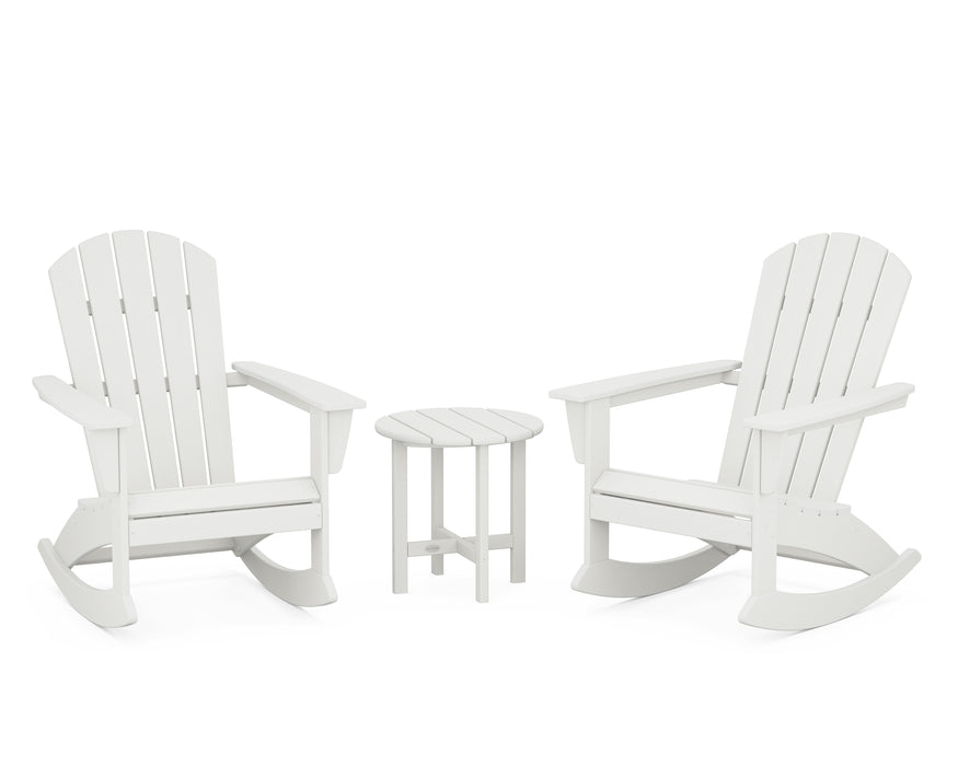 POLYWOOD Nautical 3-Piece Adirondack Rocking Chair Set in Vintage White