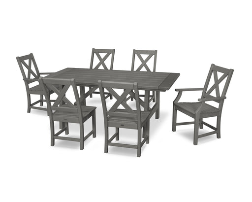 POLYWOOD Braxton 7-Piece Rustic Farmhouse Dining Set in Slate Grey image