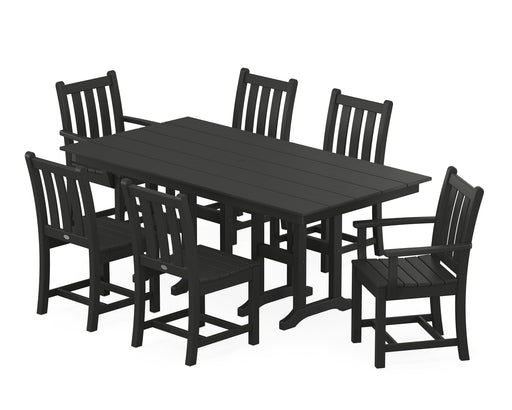 POLYWOOD Traditional Garden 7-Piece Farmhouse Dining Set in Black image