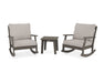 POLYWOOD Braxton 3-Piece Deep Seating Rocker Set in Vintage Coffee / Weathered Tweed image