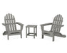 POLYWOOD Classic Folding Adirondack 3-Piece Set with Long Island 18" Side Table in Slate Grey image