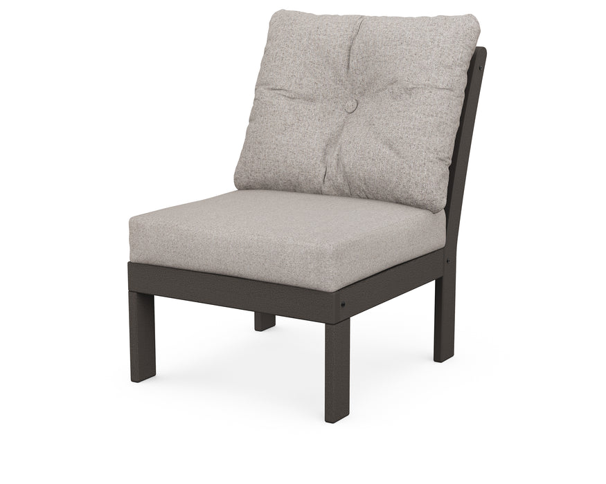 POLYWOOD Vineyard Modular Armless Chair in Vintage Coffee / Weathered Tweed