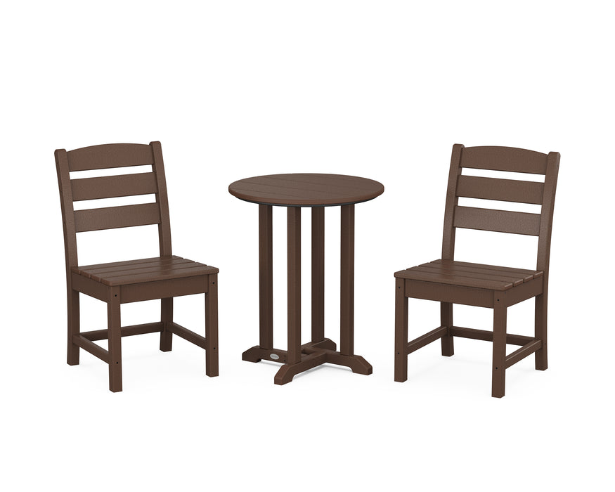 POLYWOOD Lakeside Side Chair 3-Piece Round Dining Set in Mahogany