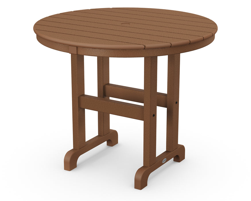 POLYWOOD 36" Round Farmhouse Dining Table in Teak