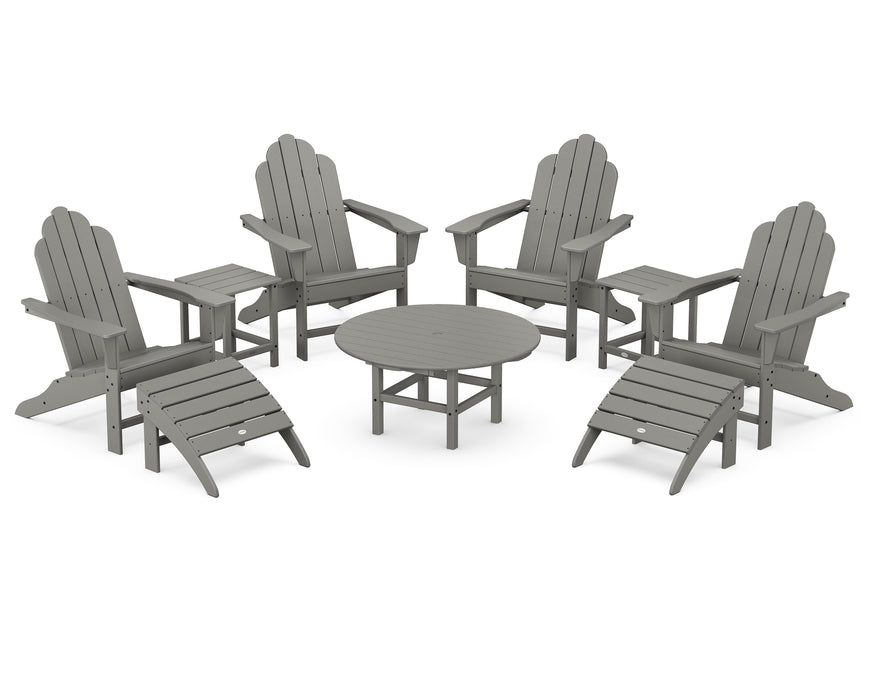 POLYWOOD Long Island Adirondack 9-Piece Conversation Group in Slate Grey