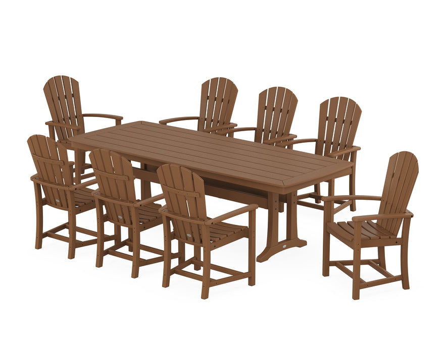 POLYWOOD Palm Coast 9-Piece Dining Set with Trestle Legs in Teak image