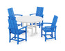 POLYWOOD Modern Adirondack 5-Piece Round Farmhouse Dining Set in Pacific Blue image