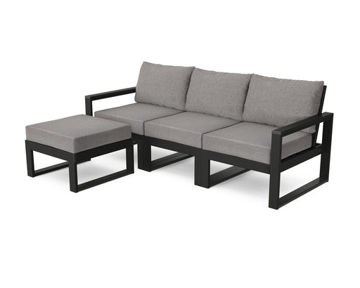 POLYWOOD EDGE 4-Piece Modular Deep Seating Set with Ottoman in Black / Grey Mist image